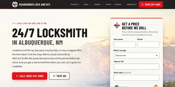 Roadrunner Lock and Key homepage